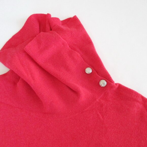 Coral Cashmere Sweater Cowl Neck w/ Buttons Women's 1X Plus Size - Picture 7 of 9